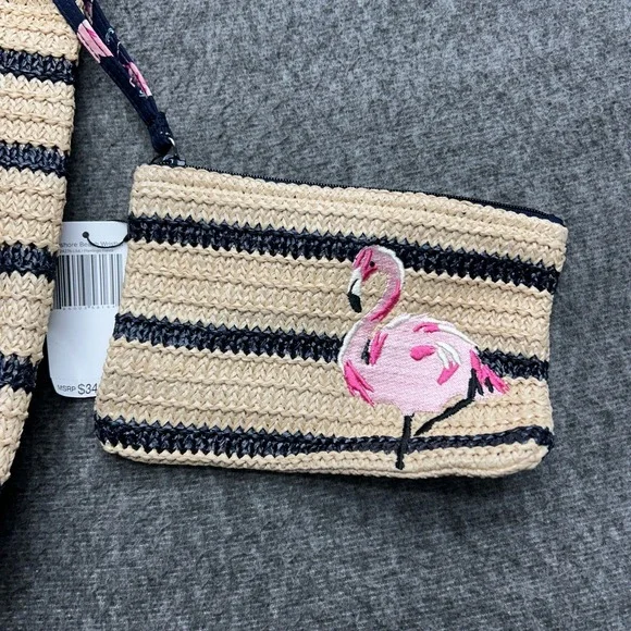 Vera Bradley Seashore Tote Beach Fiesta Wristlet Clutch Bag Pink Flamingo - Picture 7 of 13